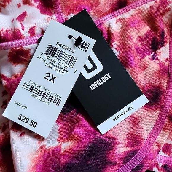 Ideology Women’s Tie Dye Flounce Active Skort Pink Shock Size 2X Activewear NWT - Picture 3 of 9